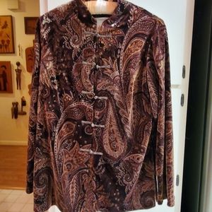 Velvet mandarin embroidered jacket